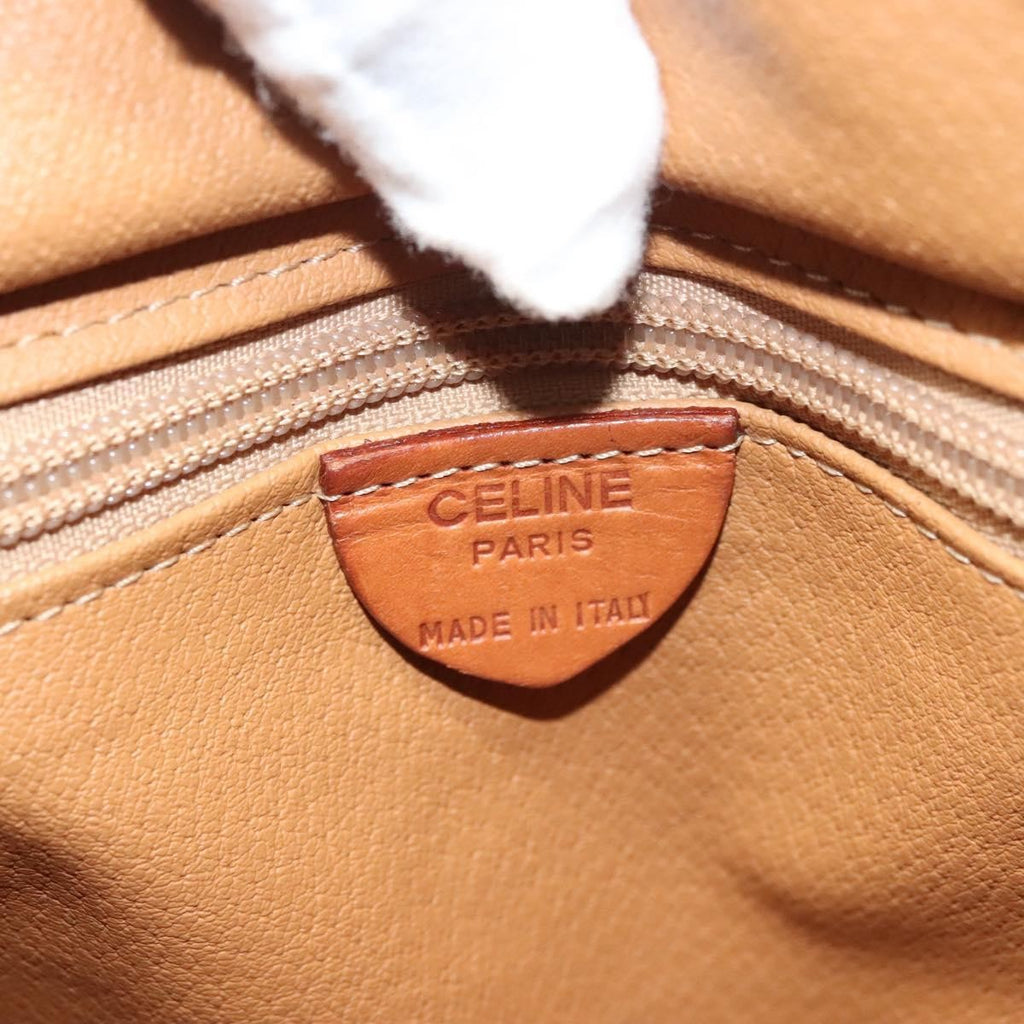 Celine Macadam Handbag Macadam With Leather Brown Canvas Handbag