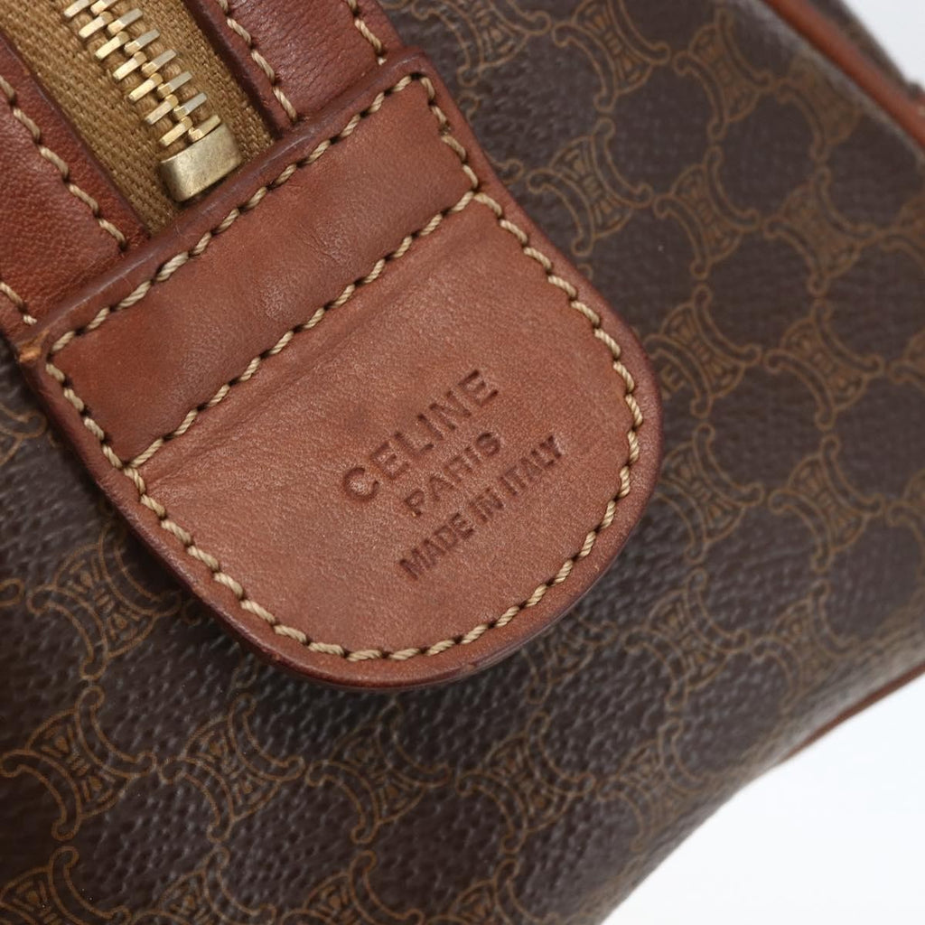 Celine Vintage Macadam Handbag Canvas And Leather Brown Canvas Shoulder Bag Bag