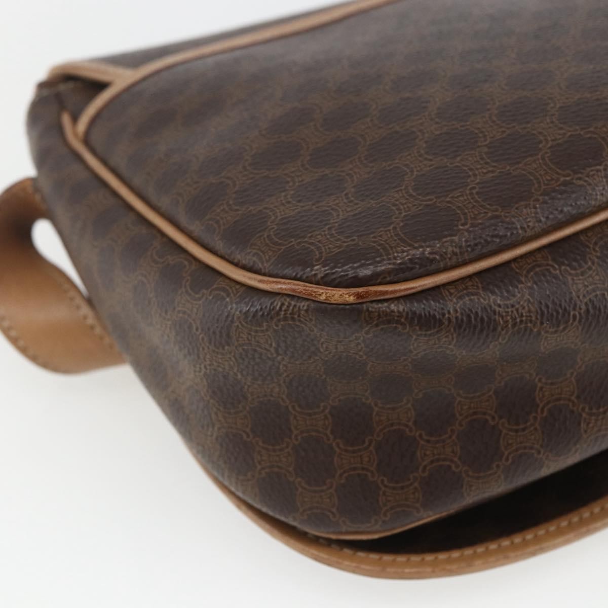 Celine Vintage Macadam Shoulder Bag Canvas And Leather Brown Canvas Shoulder Bag Bag