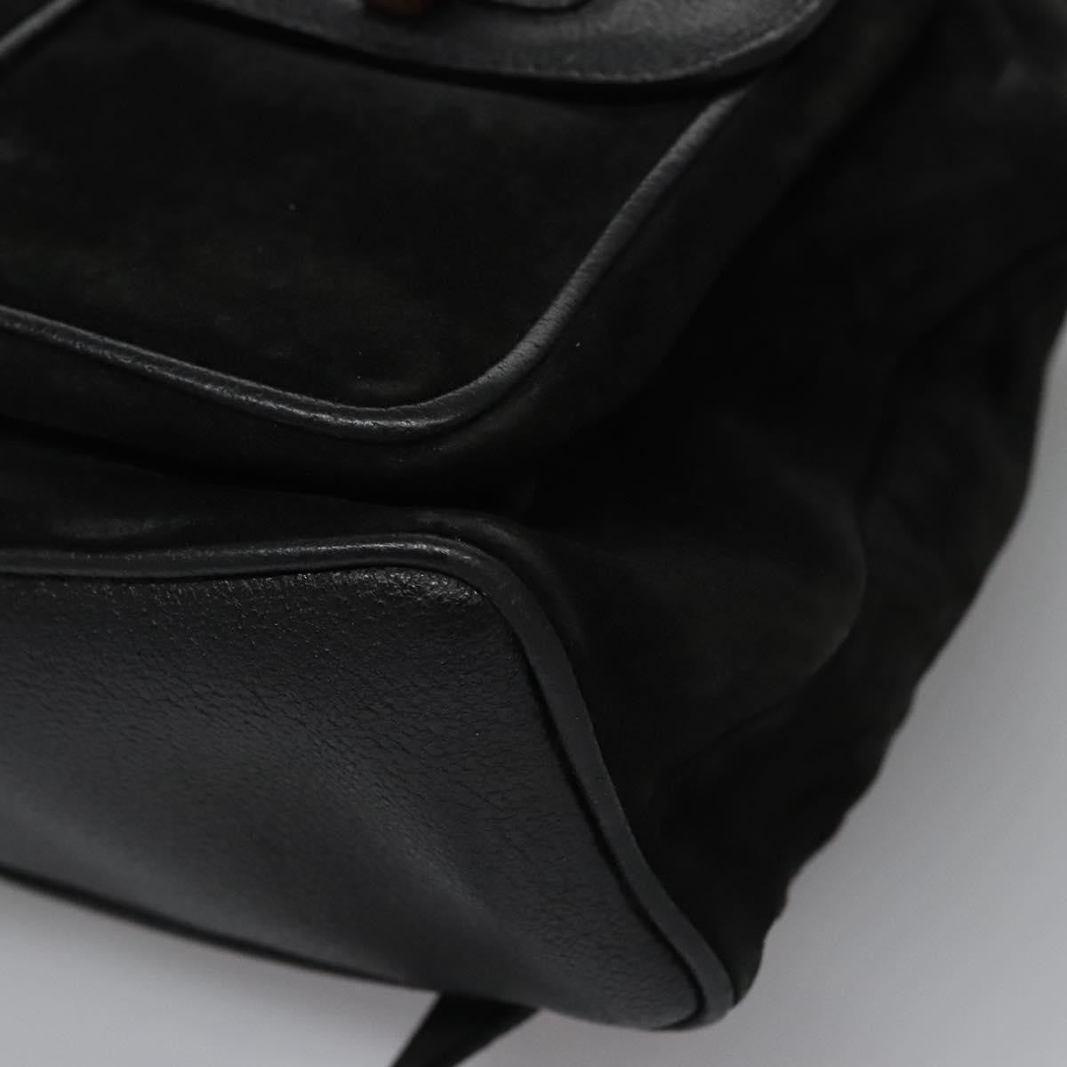 Gucci Vintage Bamboo Backpack Suede And Leather Black Suede Backpack Bag (Pre-Owned)