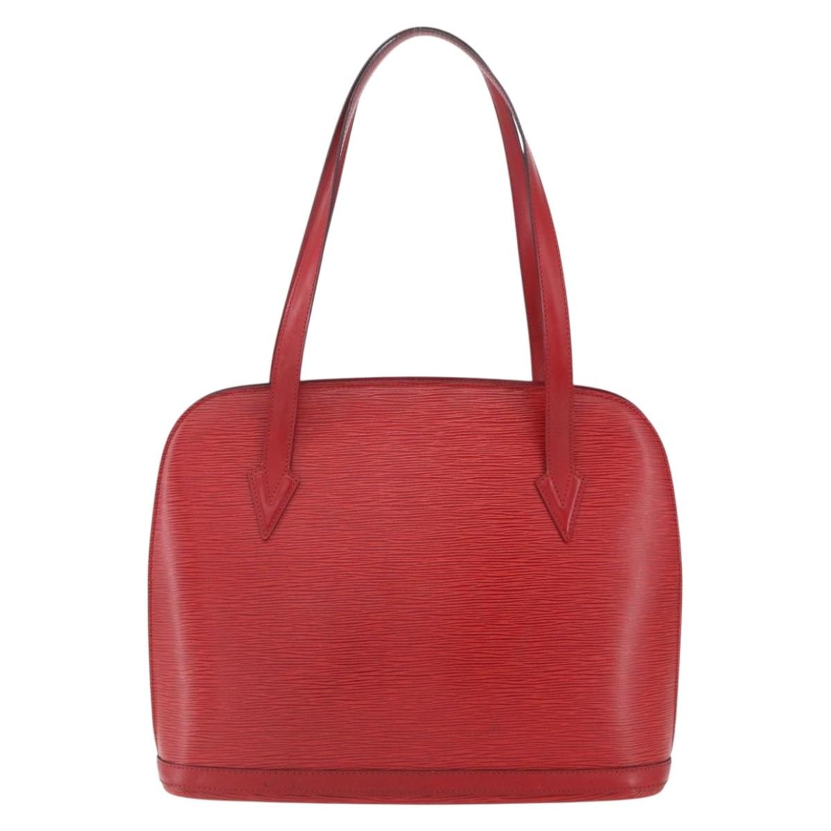 Louis Vuitton Lussac Handbag Epi Leather Red Leather Shoulder Bag