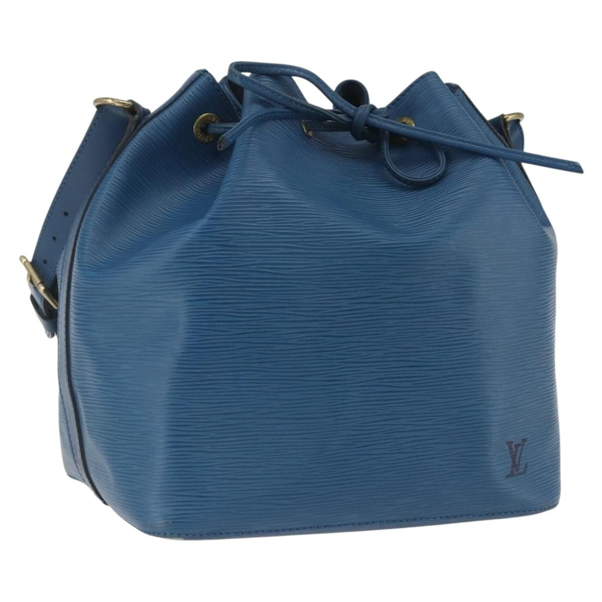 Louis Vuitton Petit Noe Handbag Epi Leather Blue Leather Shoulder Bag