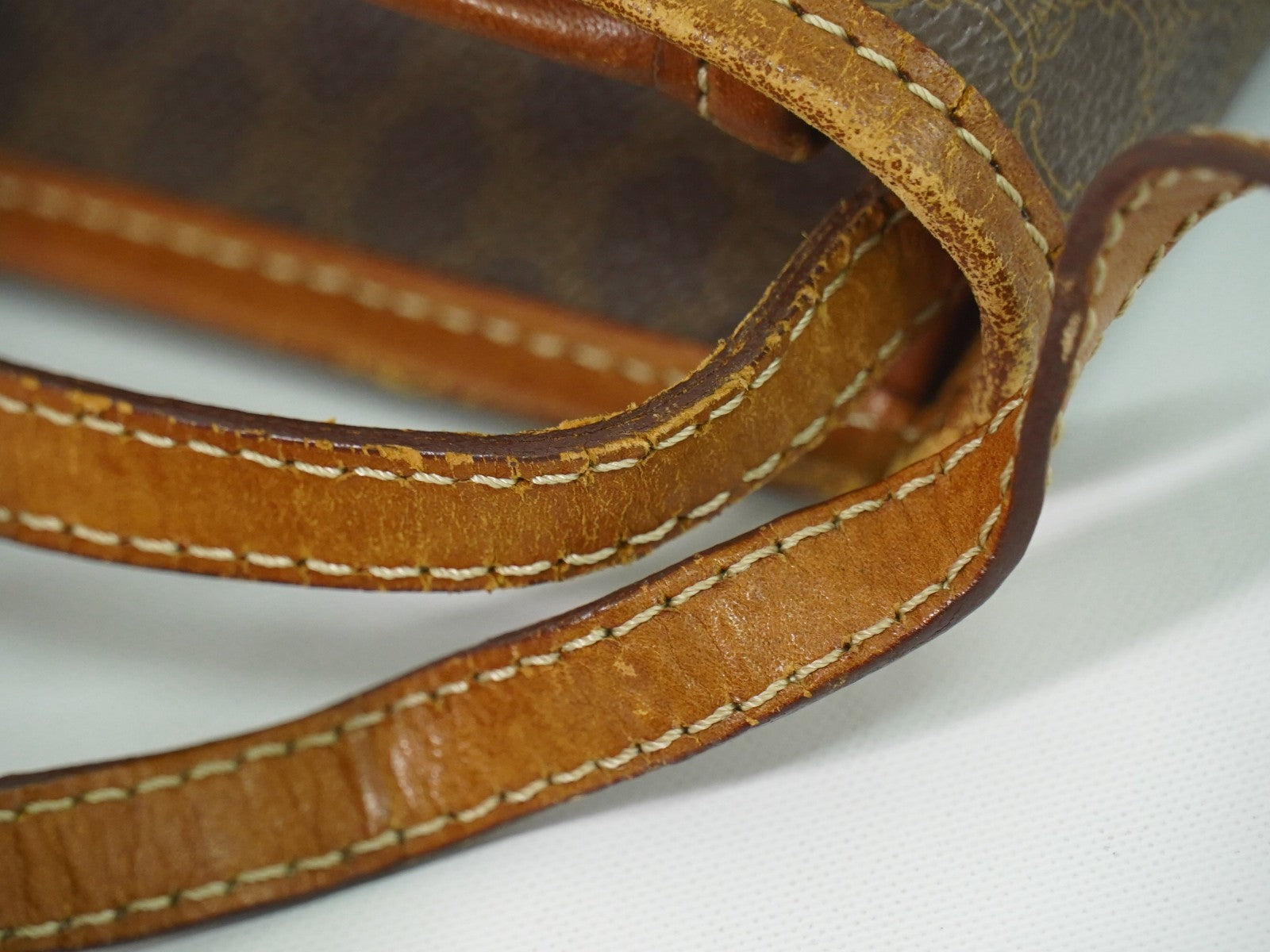 Celine Vintage Macadam Shoulder Bag Canvas And Leather Brown Canvas Shoulder Bag Bag