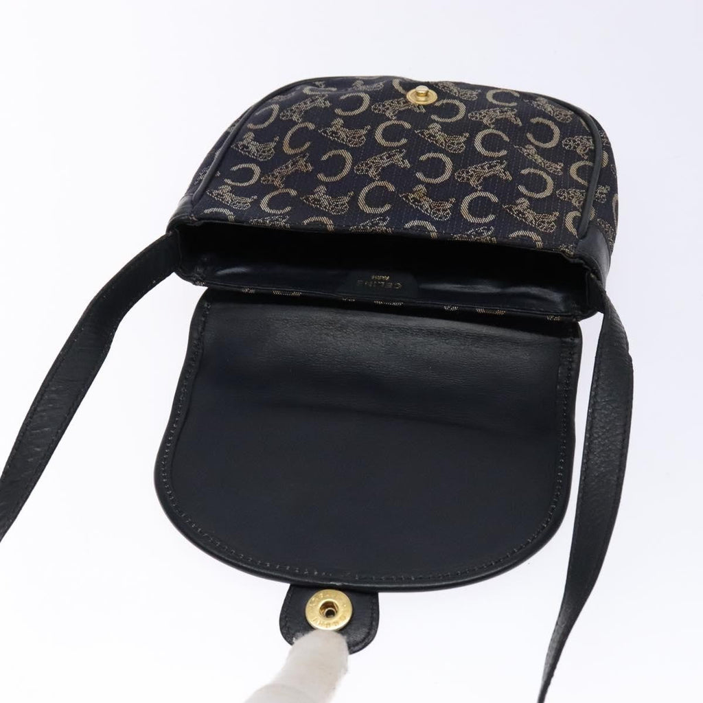 Celine C Sulky Shoulder Bag Canvas And Leather Navy Canvas Shoulder Bag Bag