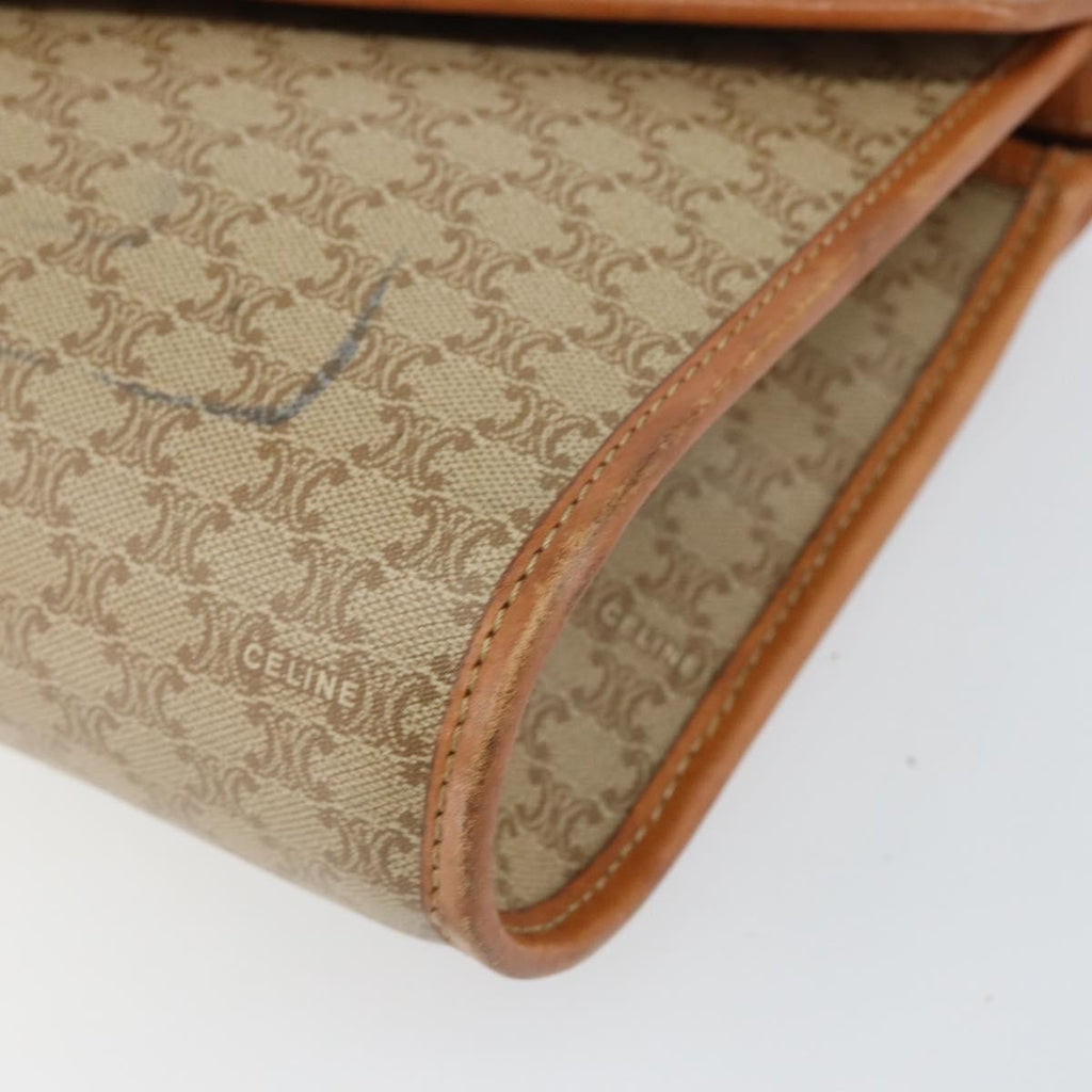 Celine Vintage Macadam Shoulder Bag Canvas And Leather Beige Canvas Shoulder Bag Bag