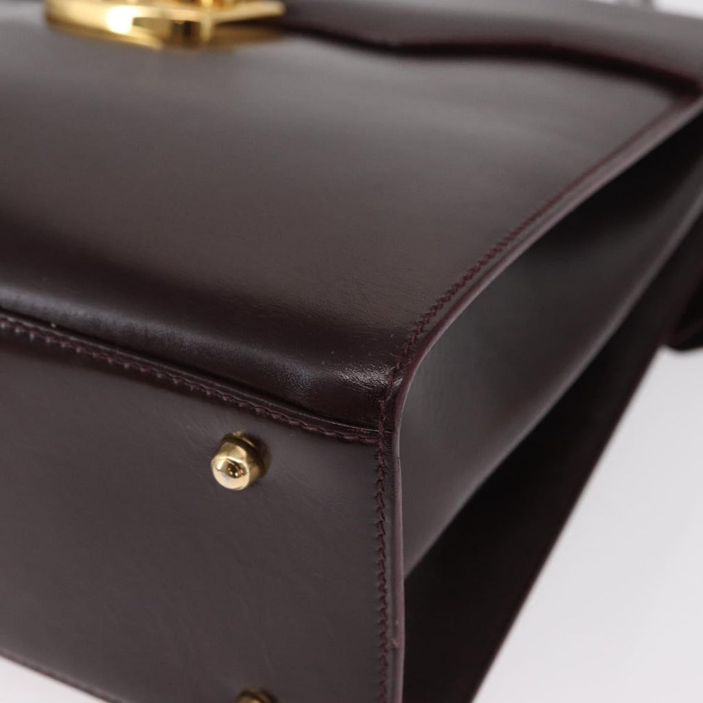 Gucci Vintage Lady Lock Top Handle Bag Leather Burgundy Leather Handbag (Pre-Owned)