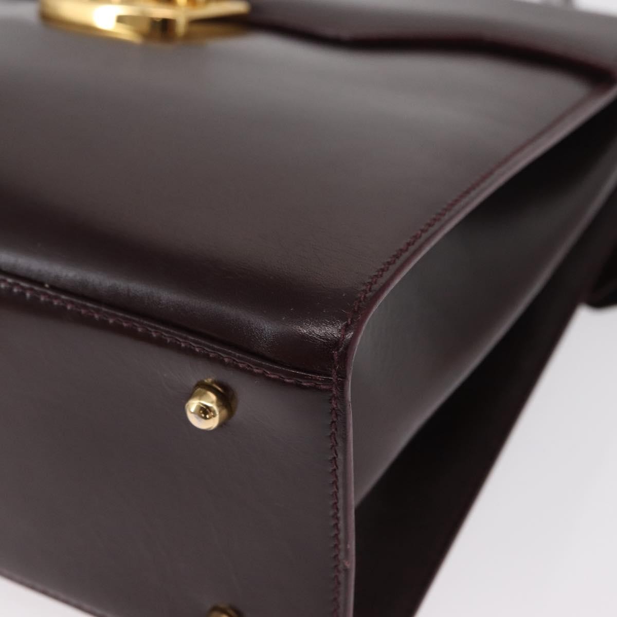 Gucci Vintage Lady Lock Top Handle Bag Leather Burgundy Leather Handbag (Pre-Owned)