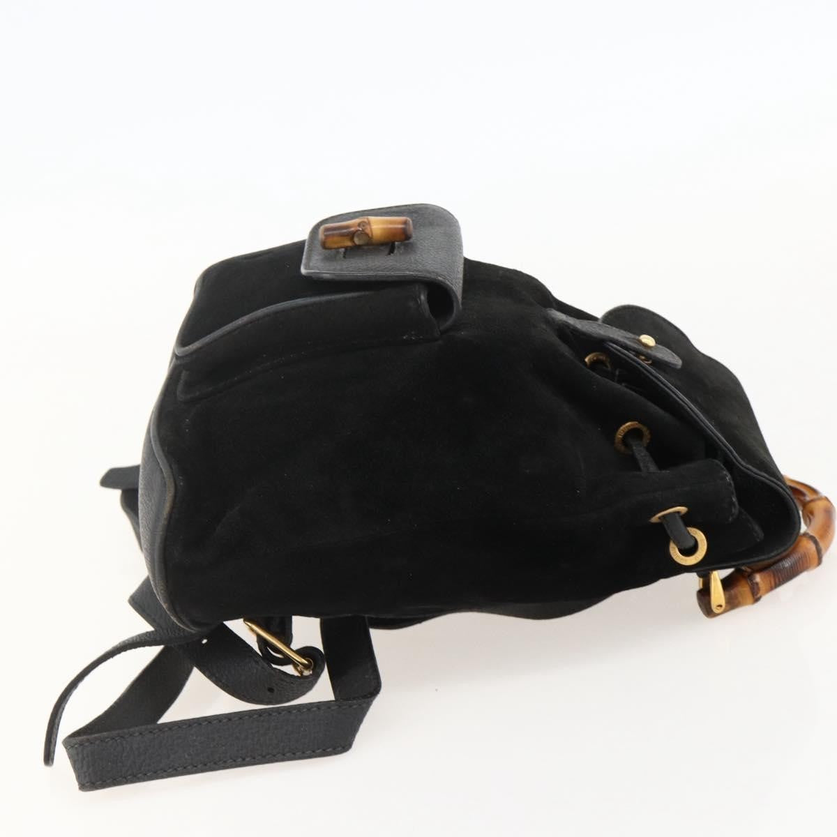 Gucci Gucci Bamboo Backpack Daim Black Denim_Jeans Backpack Bag (Pre-Owned)