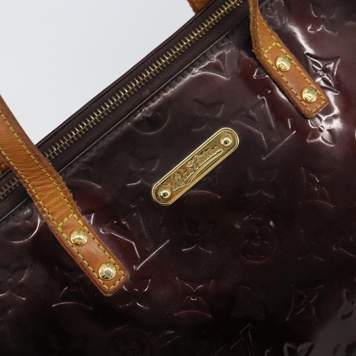 Louis Vuitton Bellevue Handbag Monogram Vernis Purple Patent_Leather Tote Bag