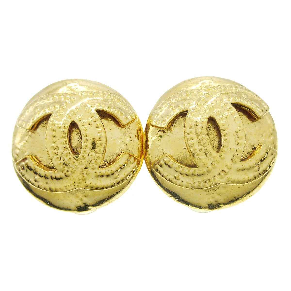 Chanel Cc Button Clip-On Earrings Metal Gold Gold_Plated Earrings Jewelry
