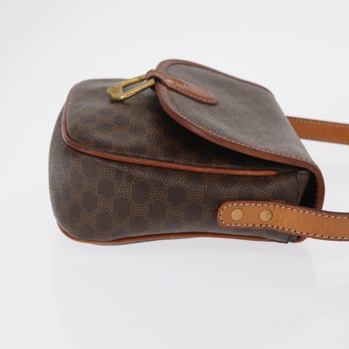 Celine Vintage Macadam Shoulder Bag Canvas And Leather Brown Canvas Shoulder Bag Bag