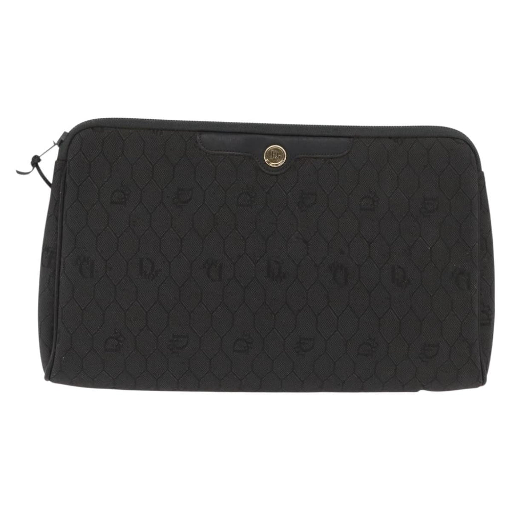 Christian Dior Vintage Honeycomb Clutch Canvas Black Canvas Clutche & Pouche Bag (Pre-Owned)