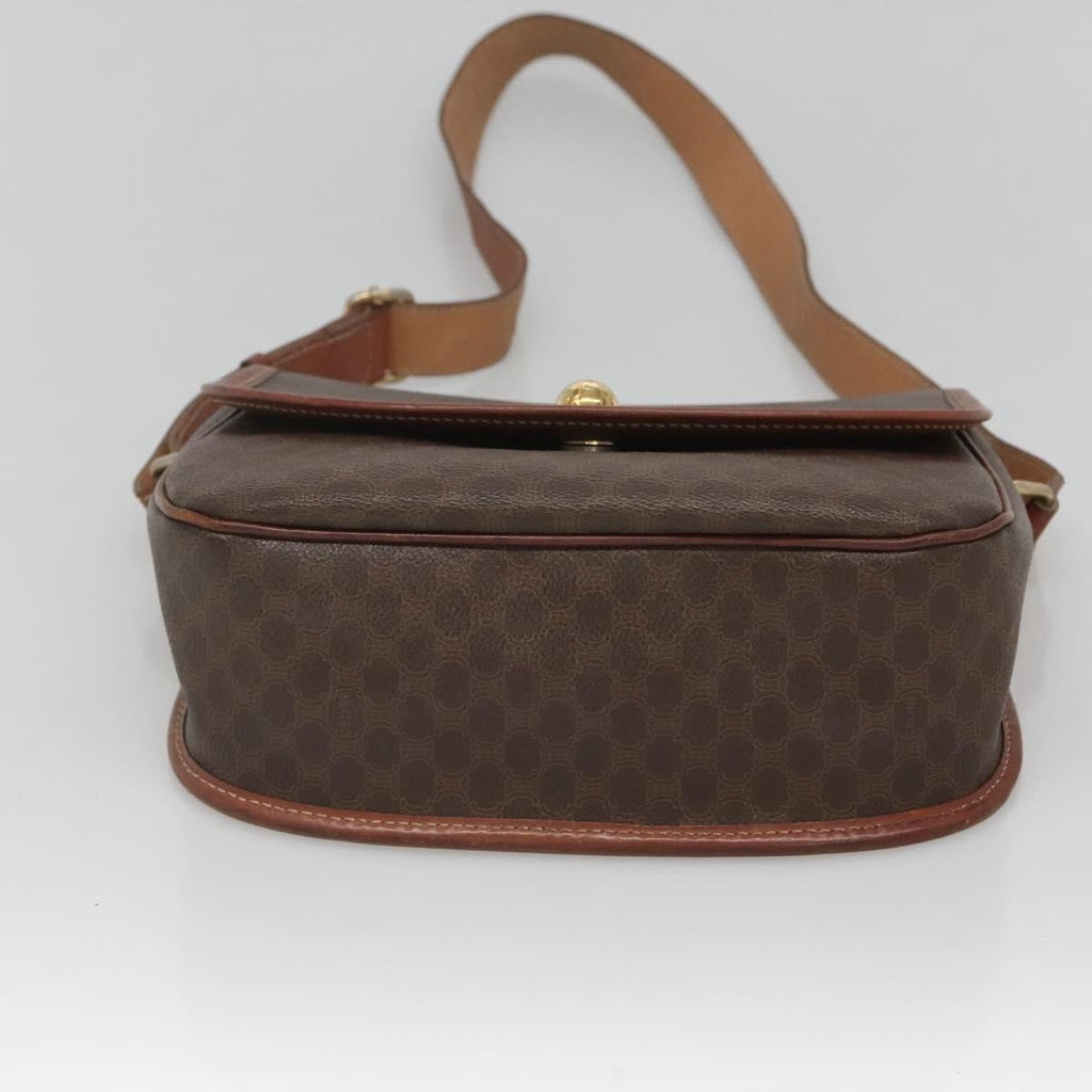 Celine Vintage Macadam Shoulder Bag Canvas And Leather Brown Canvas Shoulder Bag Bag