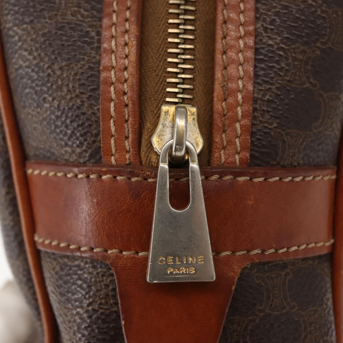 Celine Vintage Macadam Handbag Canvas And Leather Brown Canvas Handbag