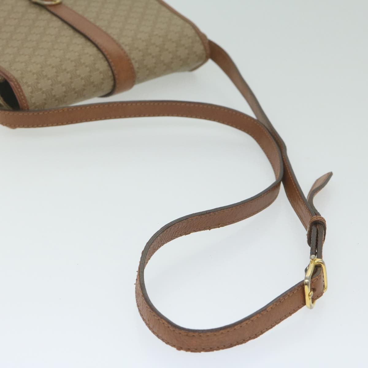 Celine Vintage Macadam Shoulder Bag Canvas And Leather Beige Canvas Shoulder Bag Bag