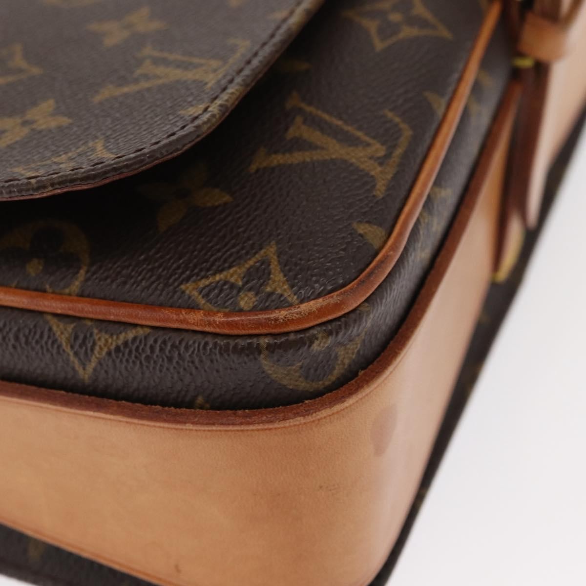 Louis Vuitton Cartouchiere Handbag Monogram Canvas Brown Canvas Shoulder Bag