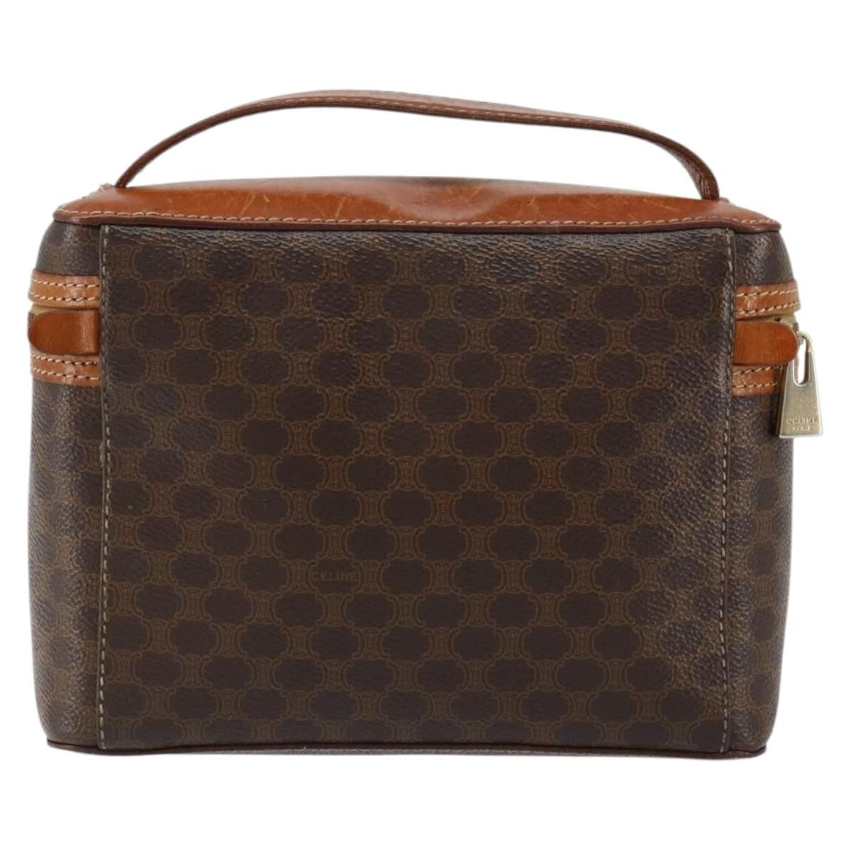 Celine Macadam Vanity Bag Canvas Brown Canvas Clutche & Pouche Bag