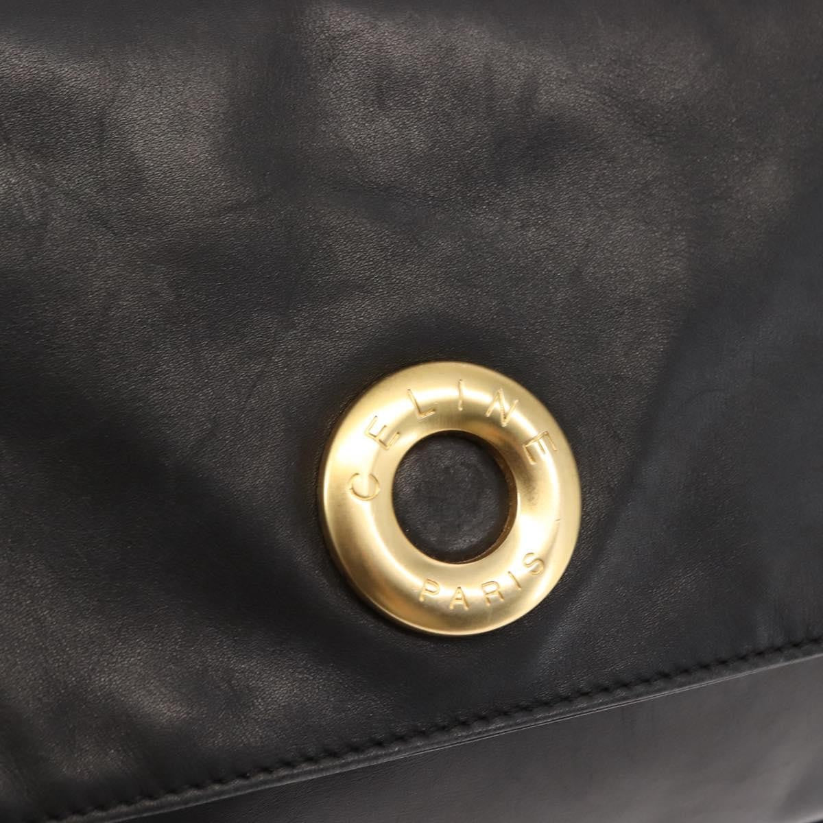 Celine Circle Logo Leather Black Leather Shoulder Bag Bag