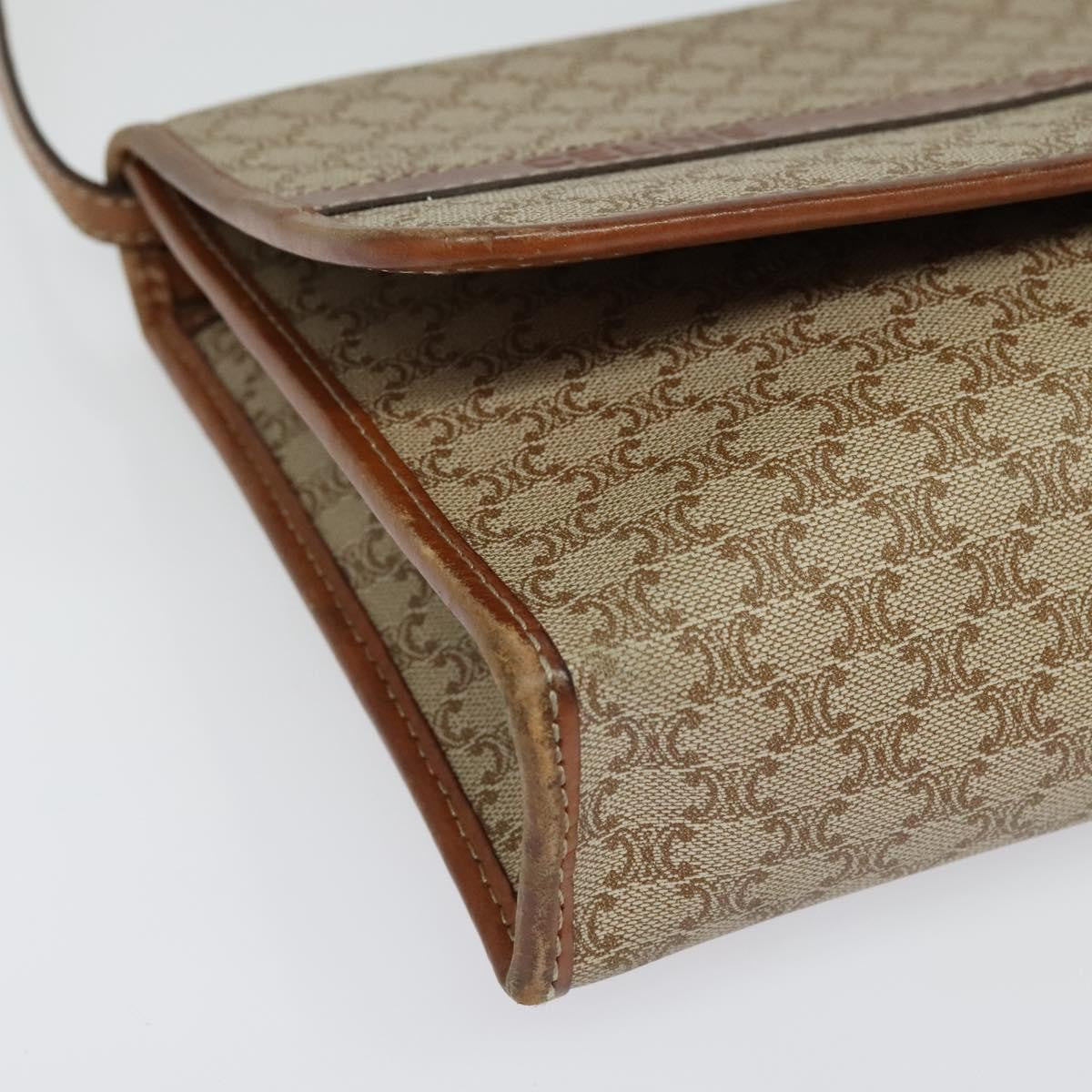 Celine Vintage Macadam Shoulder Bag Canvas And Leather Beige Canvas Bag