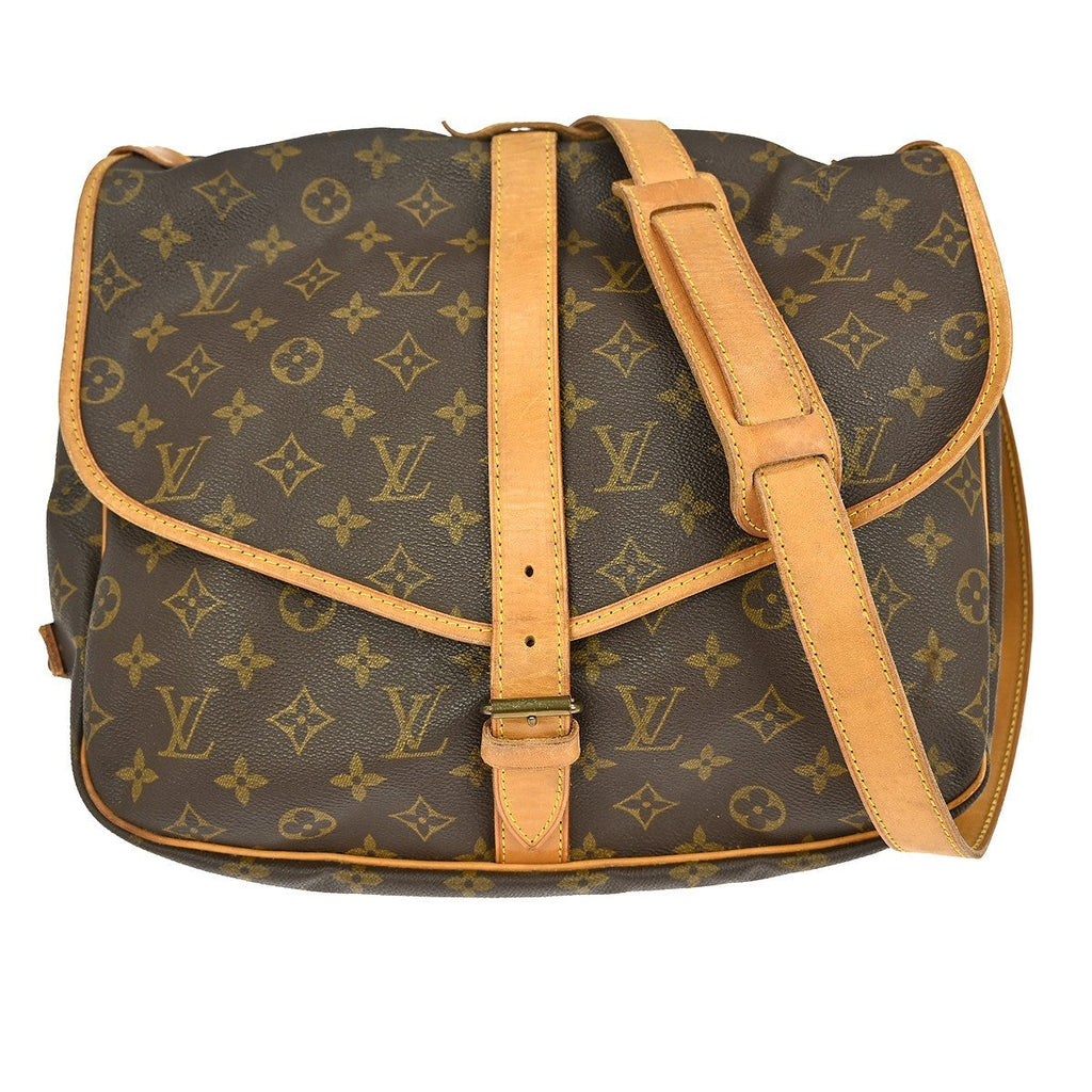 Louis Vuitton Saumur Handbag Monogram Canvas Brown Canvas Shoulder Bag