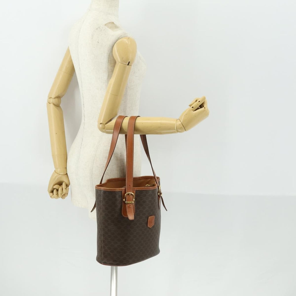 Celine Vintage Macadam Tote Bag Canvas And Leather Brown Canvas Handbag