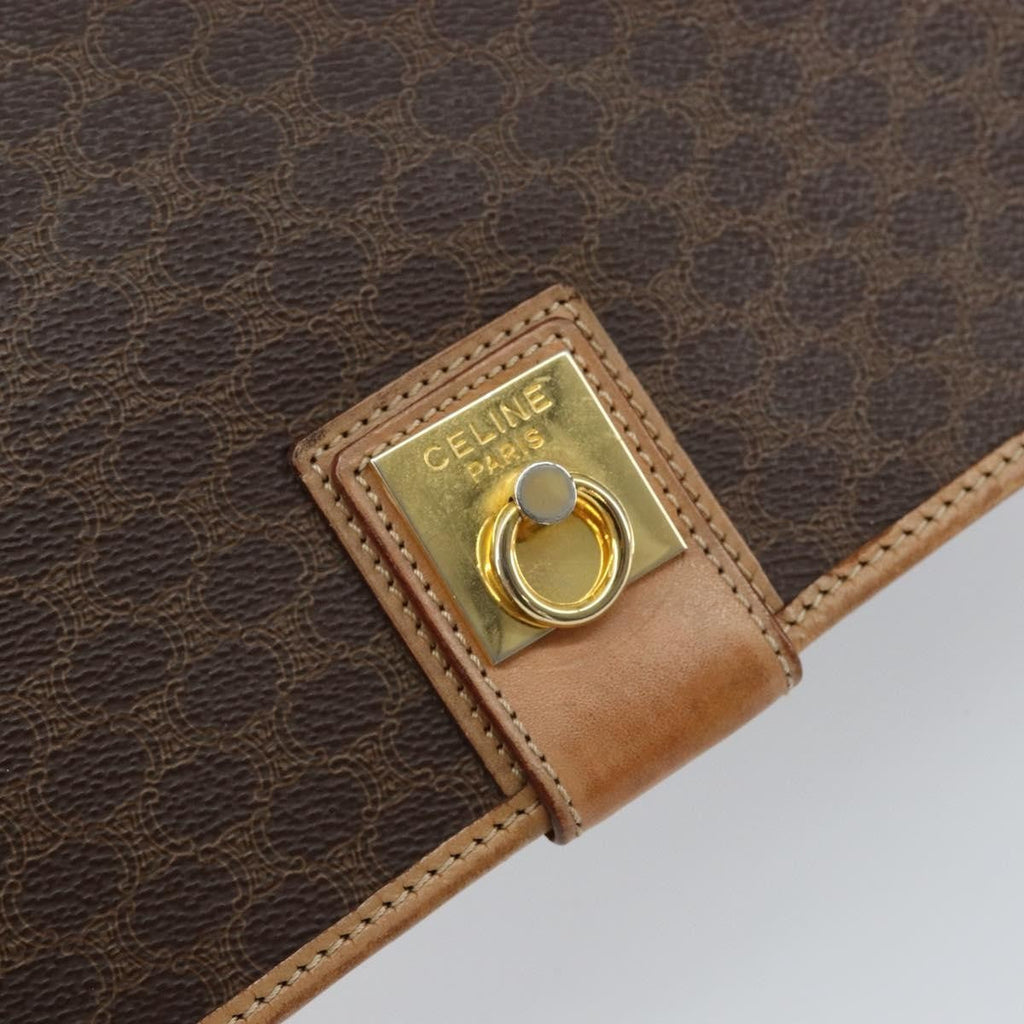Celine Vintage Macadam Shoulder Bag Canvas And Leather Brown Canvas Shoulder Bag Bag