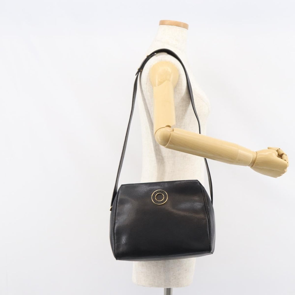Celine Circle Logo Shoulder Bag Leather Black Leather Shoulder Bag Bag