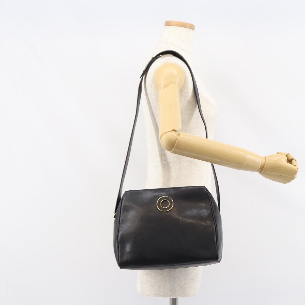 Celine Circle Logo Shoulder Bag Leather Black Leather Shoulder Bag Bag