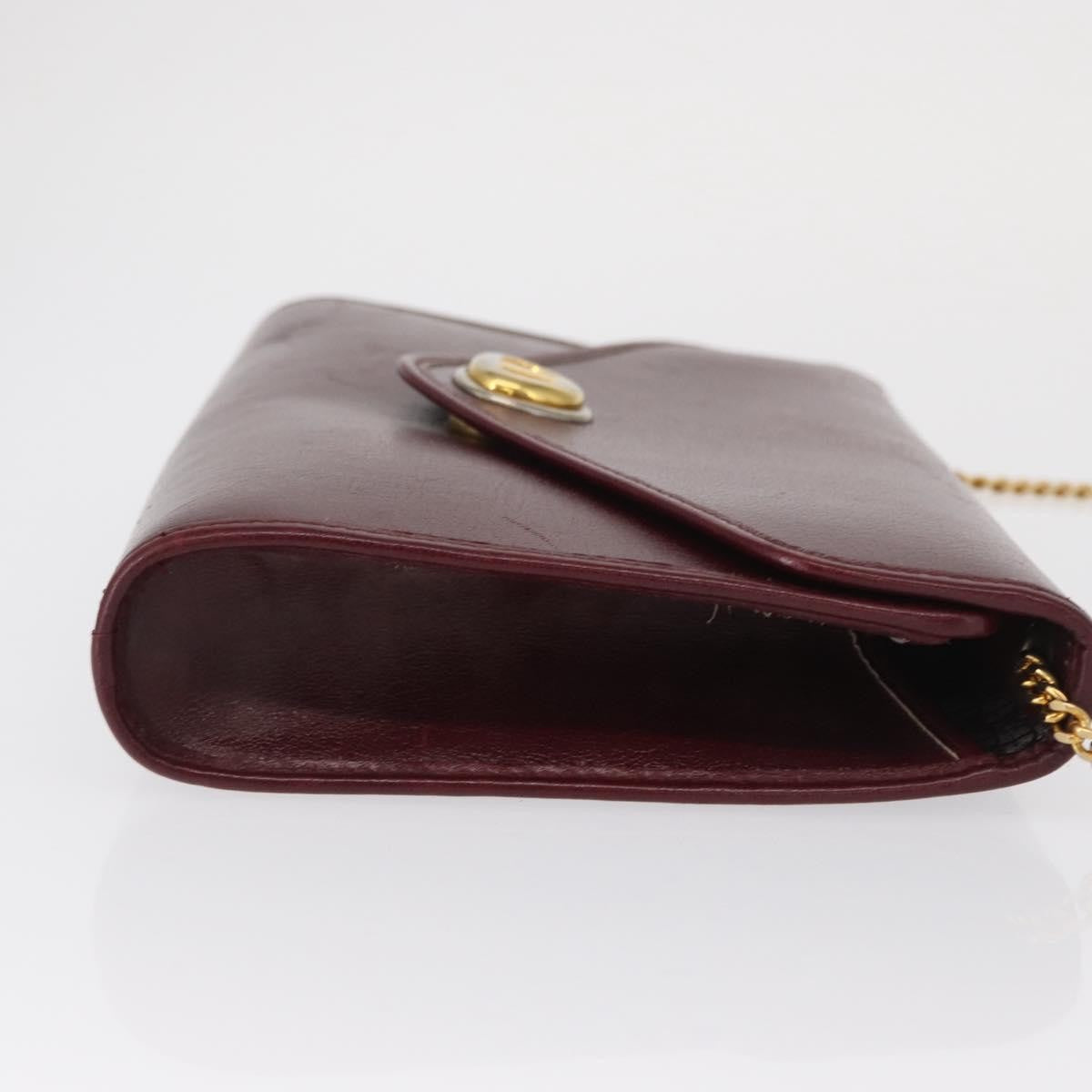 Christian Dior Vintage Chain Flap Shoulder Bag Leather Burgundy Leather Shoulder Bag Bag (Pre-Owned)