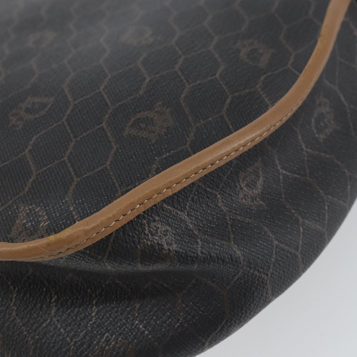 Christian Dior Vintage Honeycomb Flap Crossbody Bag Coated Canvas Black Canvas Shoulder Bag Bag (Pre-Owned)