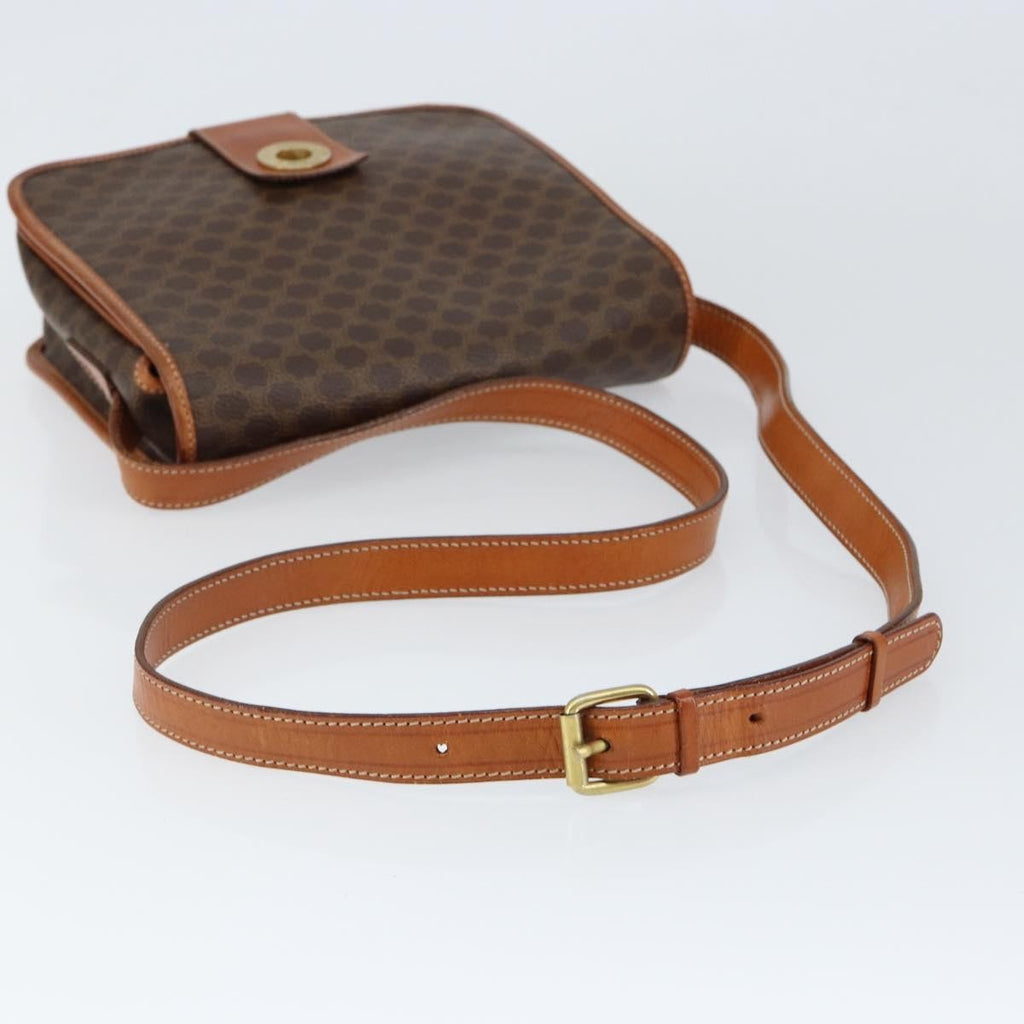 Celine Vintage Macadam Shoulder Bag Canvas And Leather Brown Canvas Shoulder Bag Bag