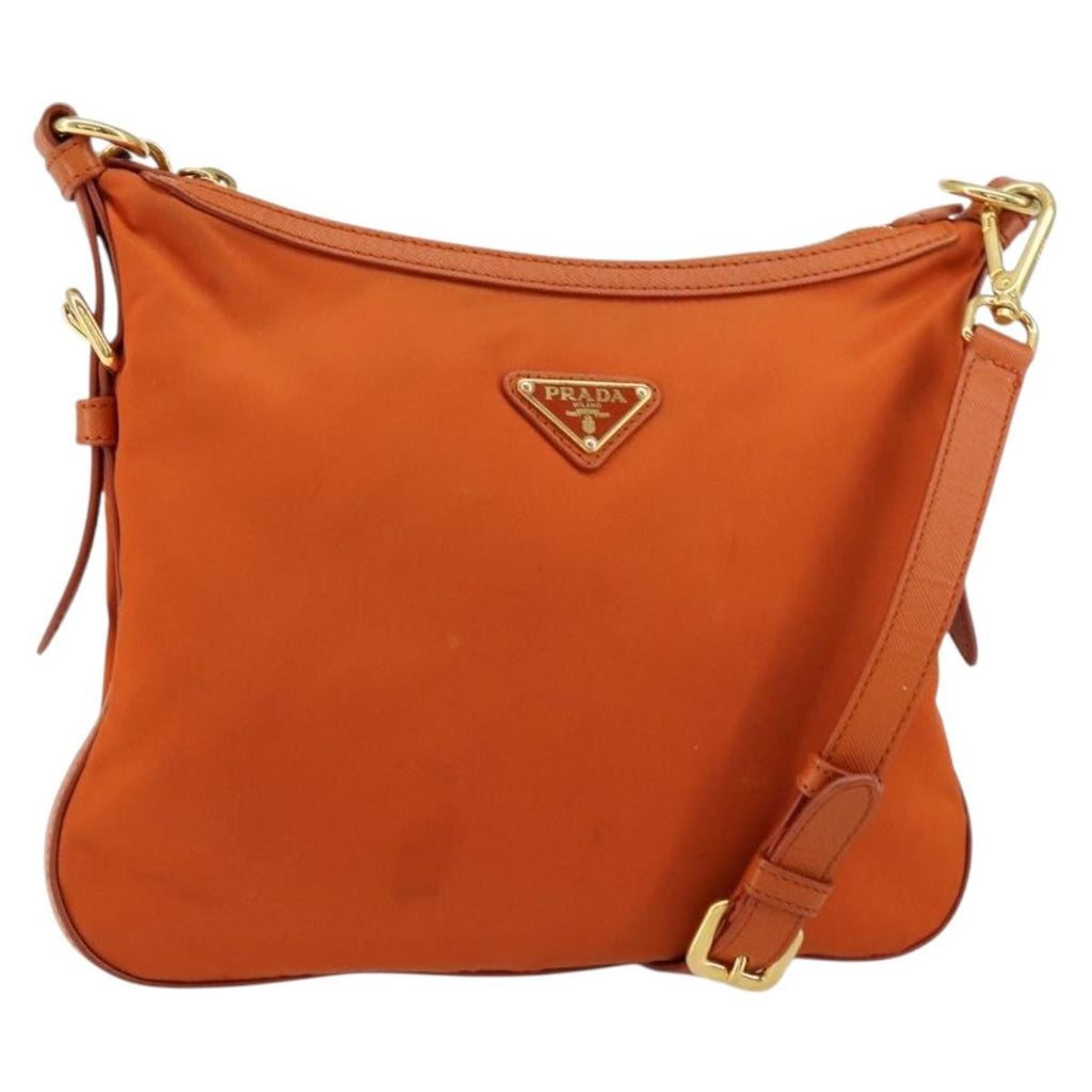 Prada Flat Messenger Tessuto With Leather Orange Nylon Shoulder Bag Bag