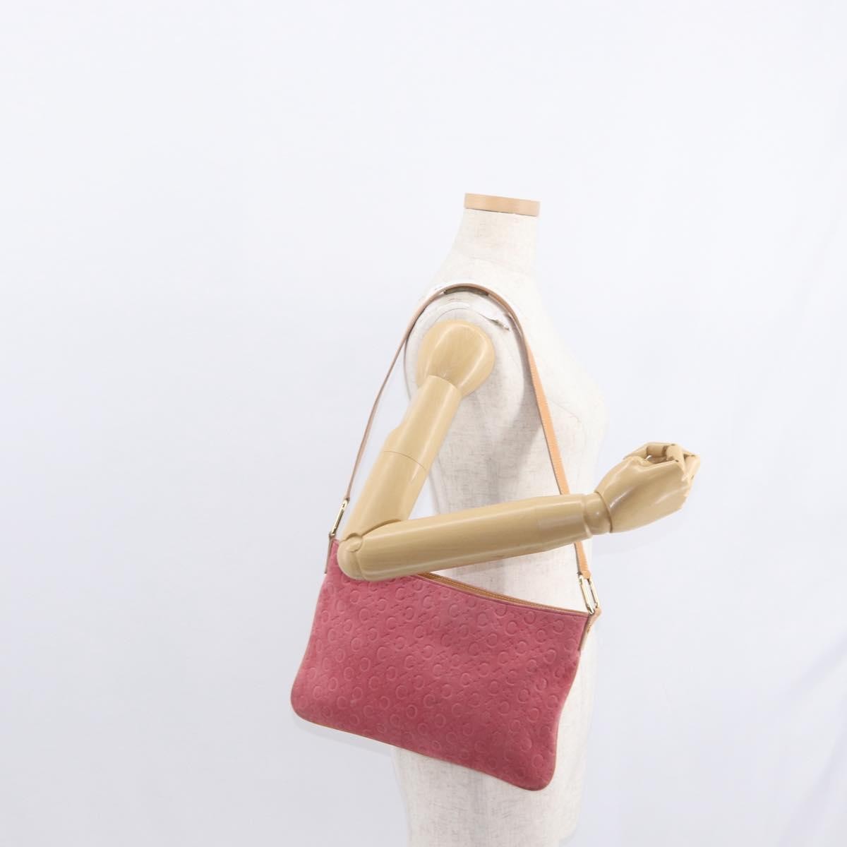 Celine C Macadam Shoulder Bag Suede Pink Suede Shoulder Bag Bag