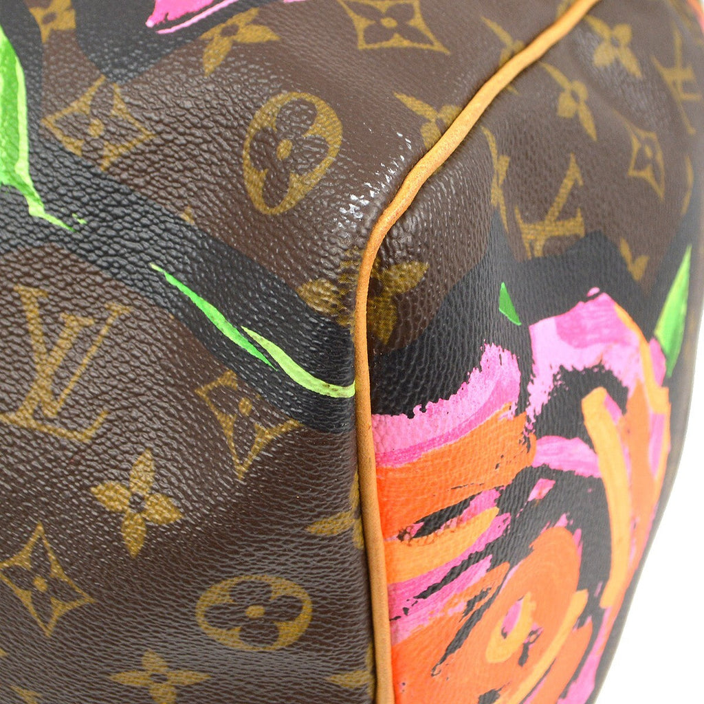Louis Vuitton Keepall Bag Limited Edition Monogram Roses Brown Canvas Travel Bag