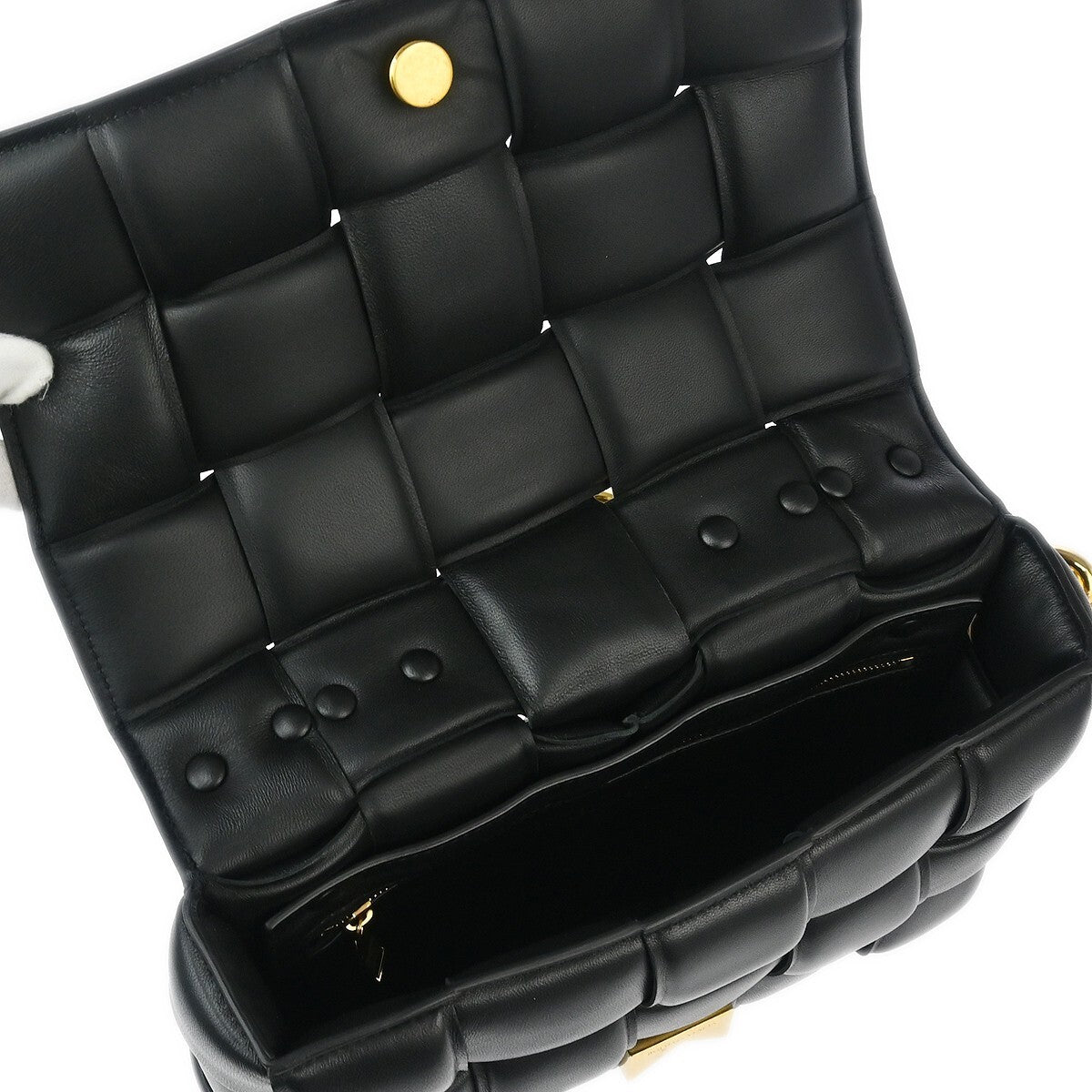 Bottega Veneta Cassette Chain Crossbody Bag Padded Maxi Intrecciato Leather Black Leather Shoulder Bag Bag