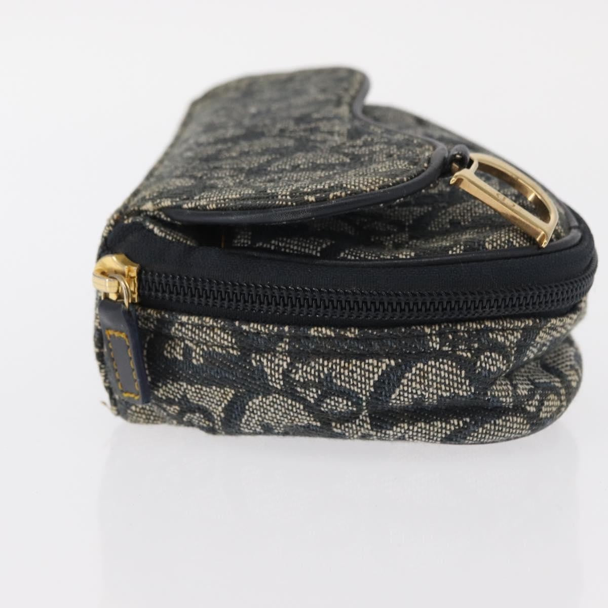 Christian Dior Saddle Zip Pouch Diorissimo Canvas Navy Canvas Clutche & Pouche Bag (Pre-Owned)