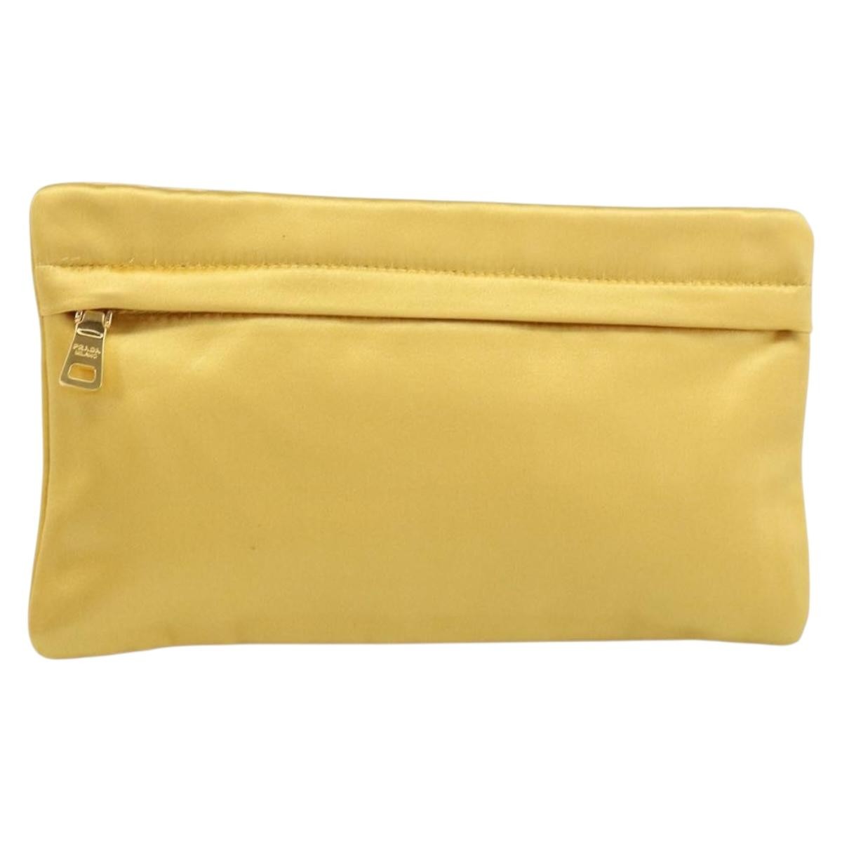 Prada Clutch Satin Gold Satin Clutche & Pouche Bag