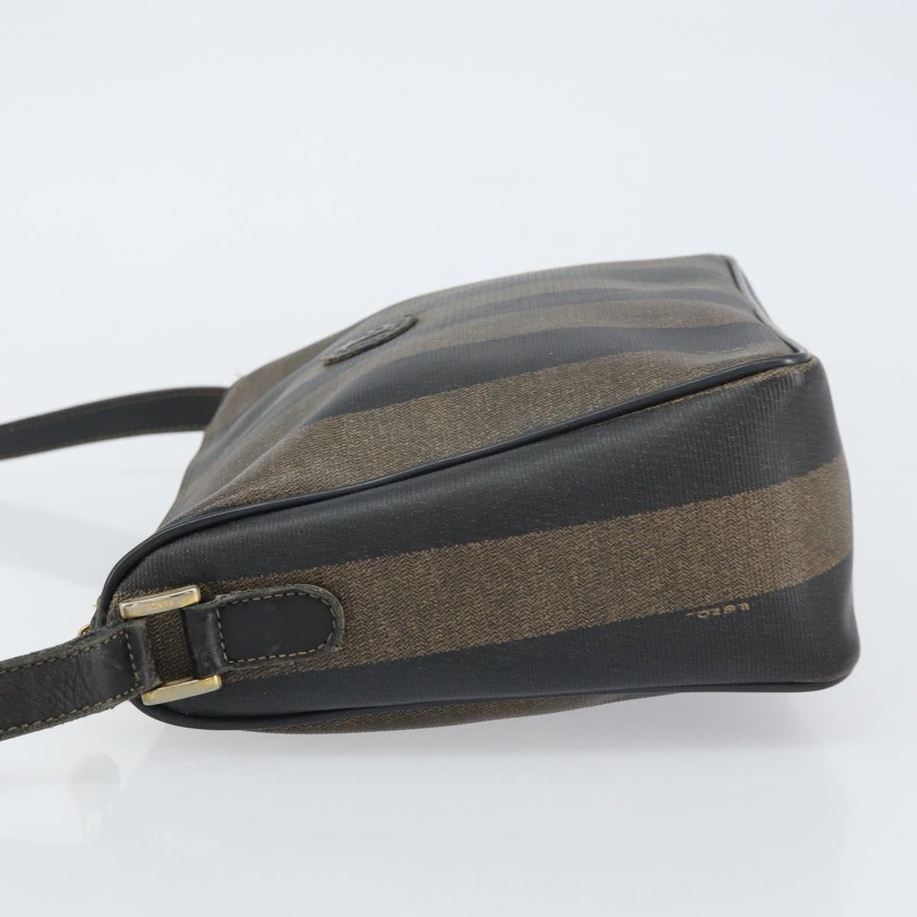 Fendi Vintage Pequin Shoulder Bag Pequin Brown Canvas Shoulder Bag Bag