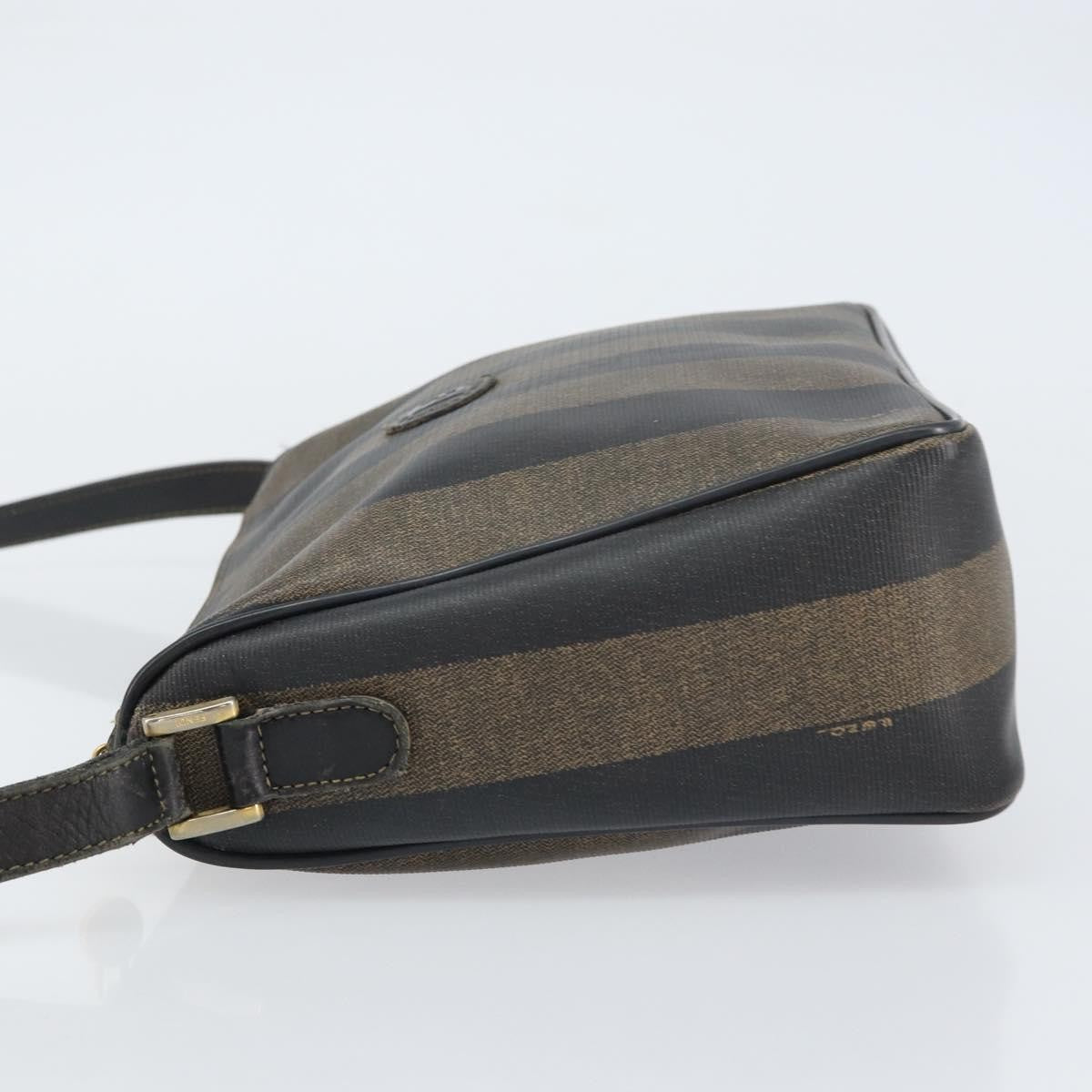Fendi Vintage Pequin Shoulder Bag Pequin Brown Canvas Shoulder Bag Bag