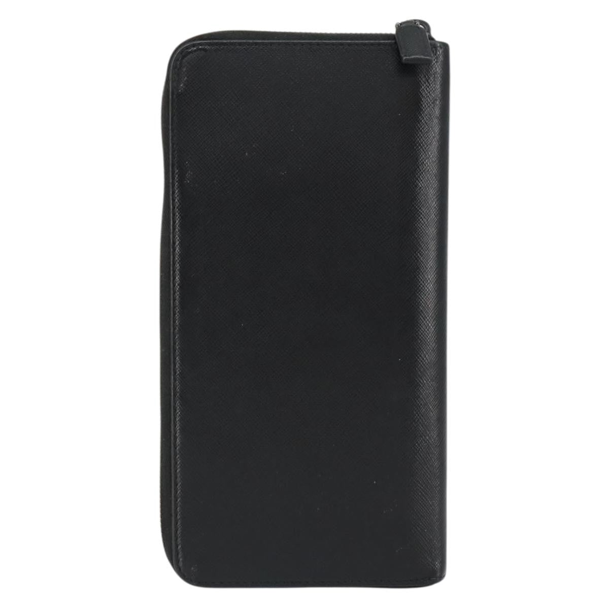 Prada Saffiano Wallet Leather Black Leather Wallets Accessory