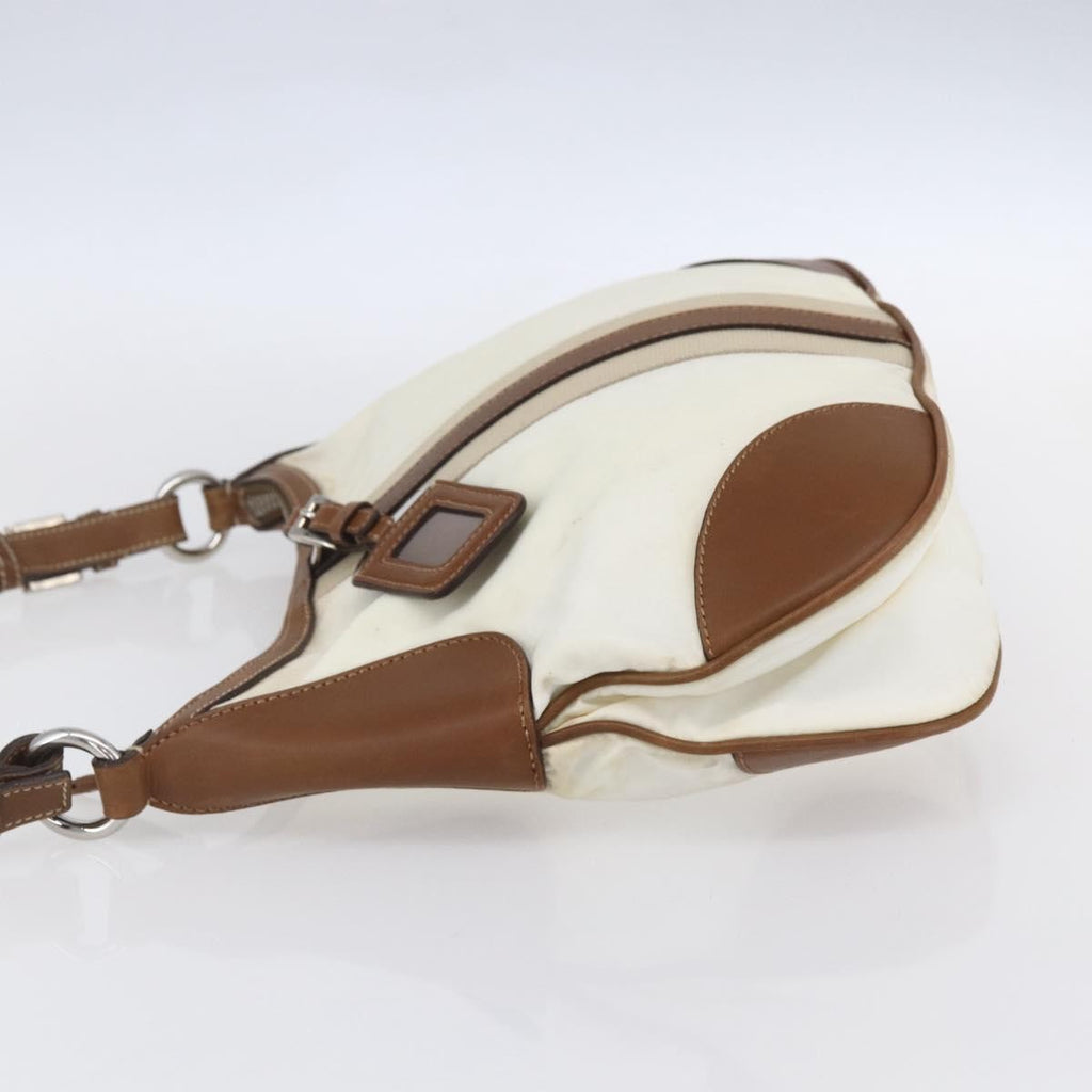 Prada Vintage Shoulder Bag Nylon And Leather Beige Nylon Shoulder Bag Bag