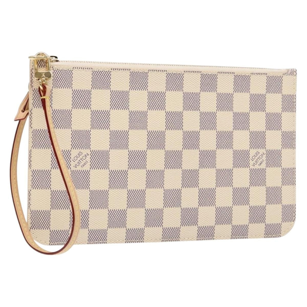 Louis Vuitton Neverfull Pochette Damier White Canvas Bag