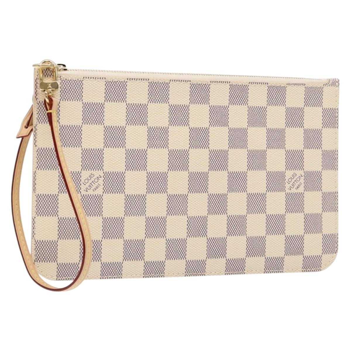 Louis Vuitton Neverfull Pochette Damier White Canvas Bag