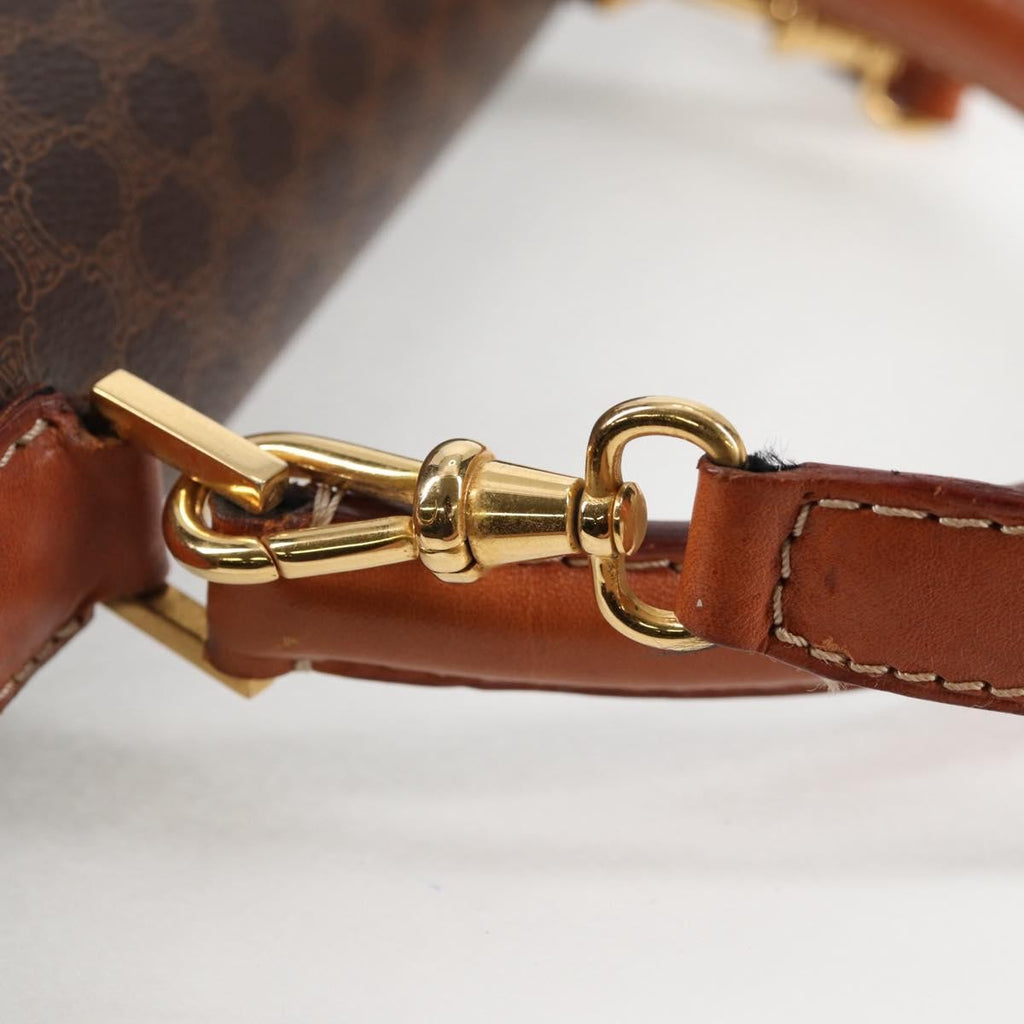 Celine Vintage Convertible Top Handle Bag Macadam Coated Canvas Brown Canvas Bag
