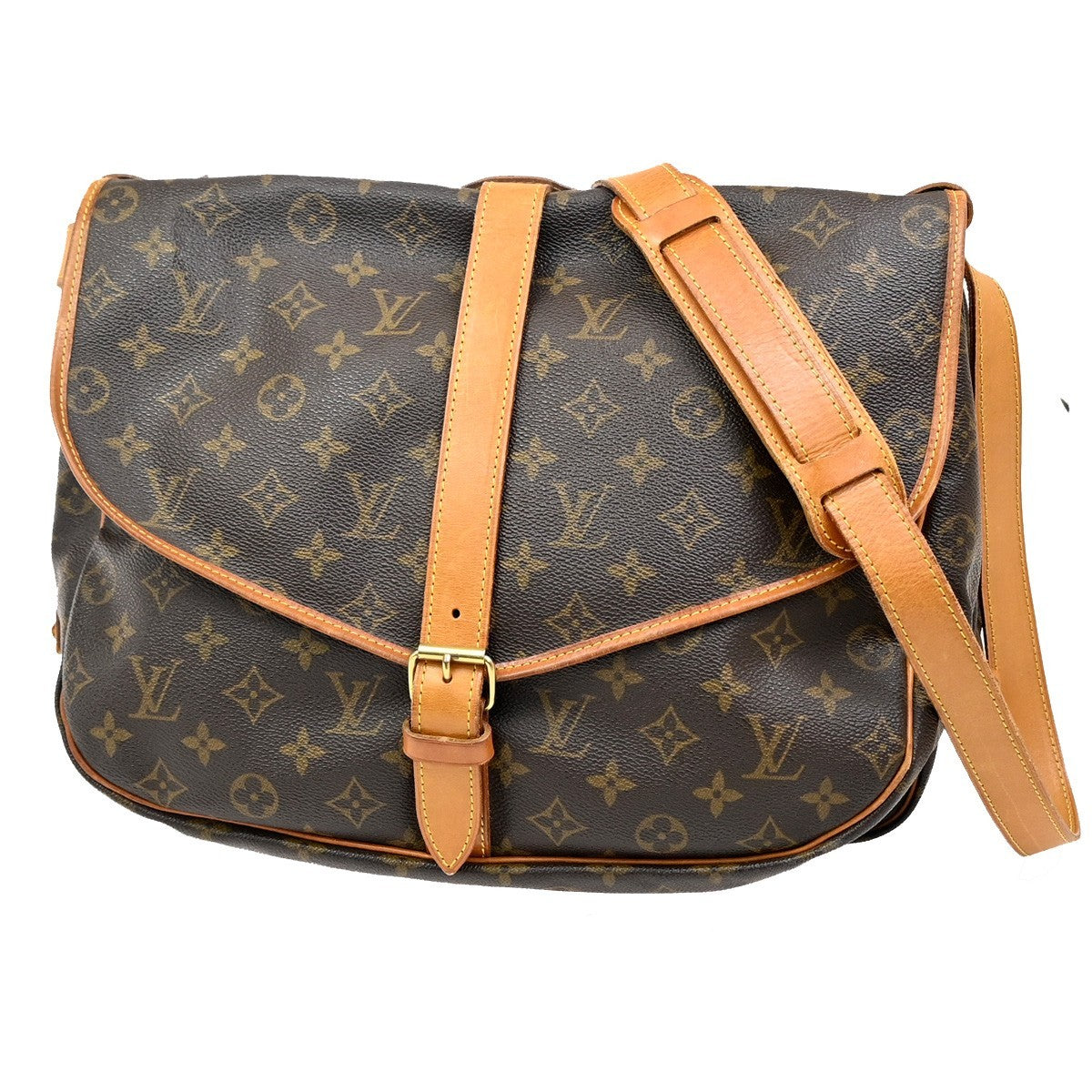 Louis Vuitton Saumur Handbag Monogram Canvas Brown Canvas Shoulder Bag