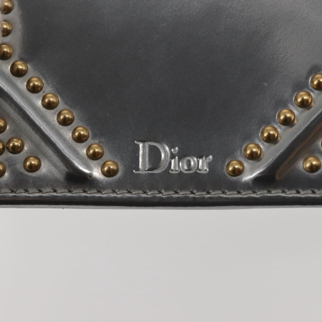 Christian Dior Ultra Matte Diorama Vertical Clutch On Chain Studded Leather Silver Patent_Leather Clutche & Pouche Bag (Pre-Owned)