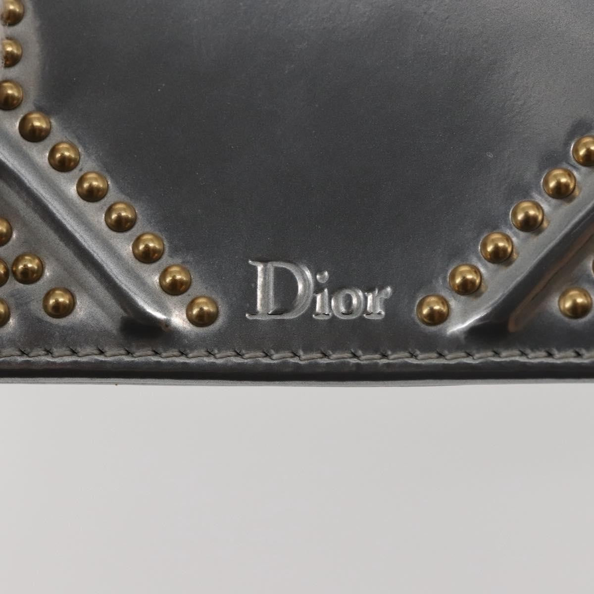 Christian Dior Ultra Matte Diorama Vertical Clutch On Chain Studded Leather Silver Patent_Leather Clutche & Pouche Bag (Pre-Owned)