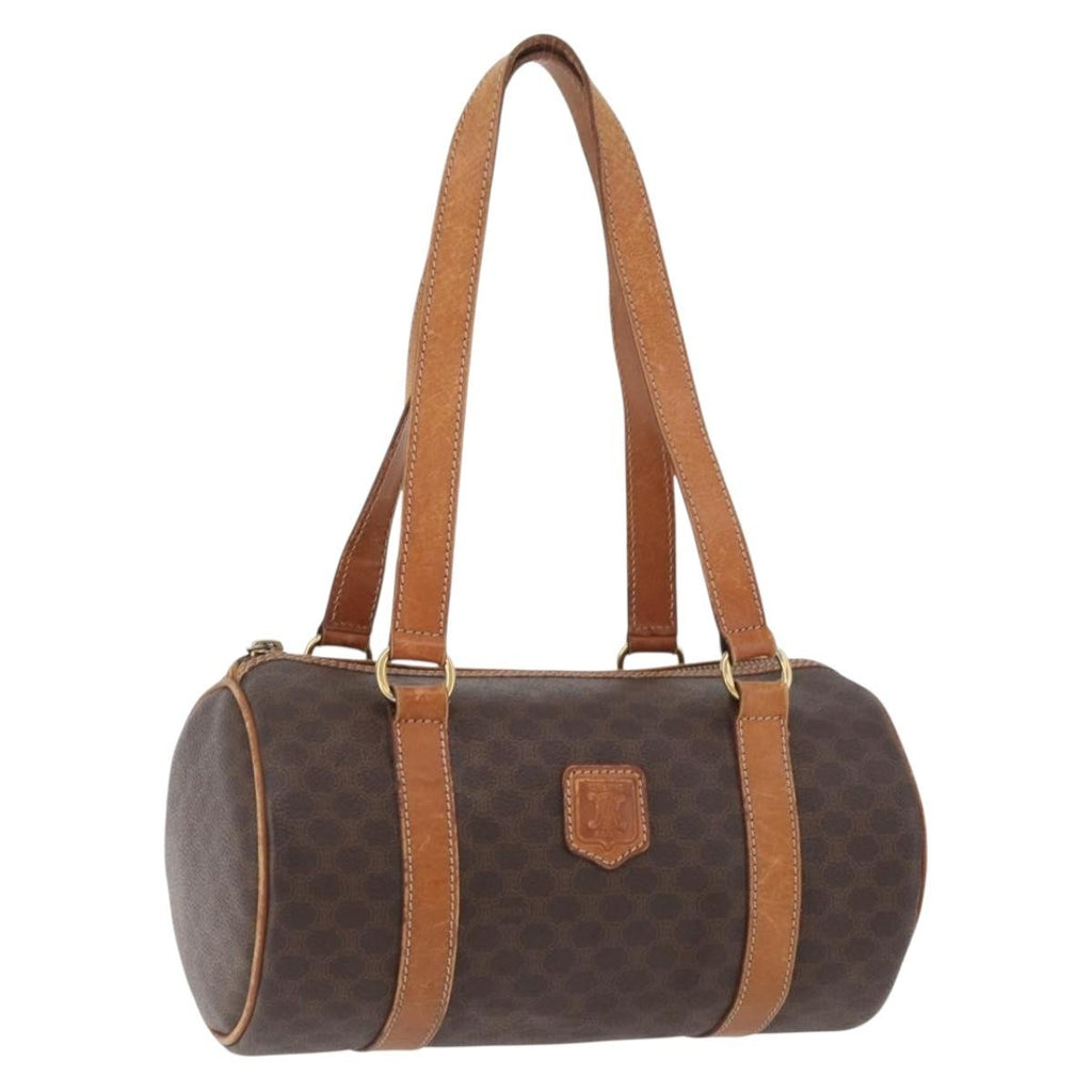 Celine Vintage Macadam Shoulder Bag Canvas And Leather Brown Canvas Shoulder Bag Bag