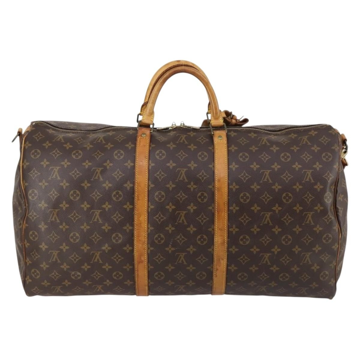 Louis Vuitton Keepall Bandouliere Bag Monogram Canvas Brown Canvas Travel Bag