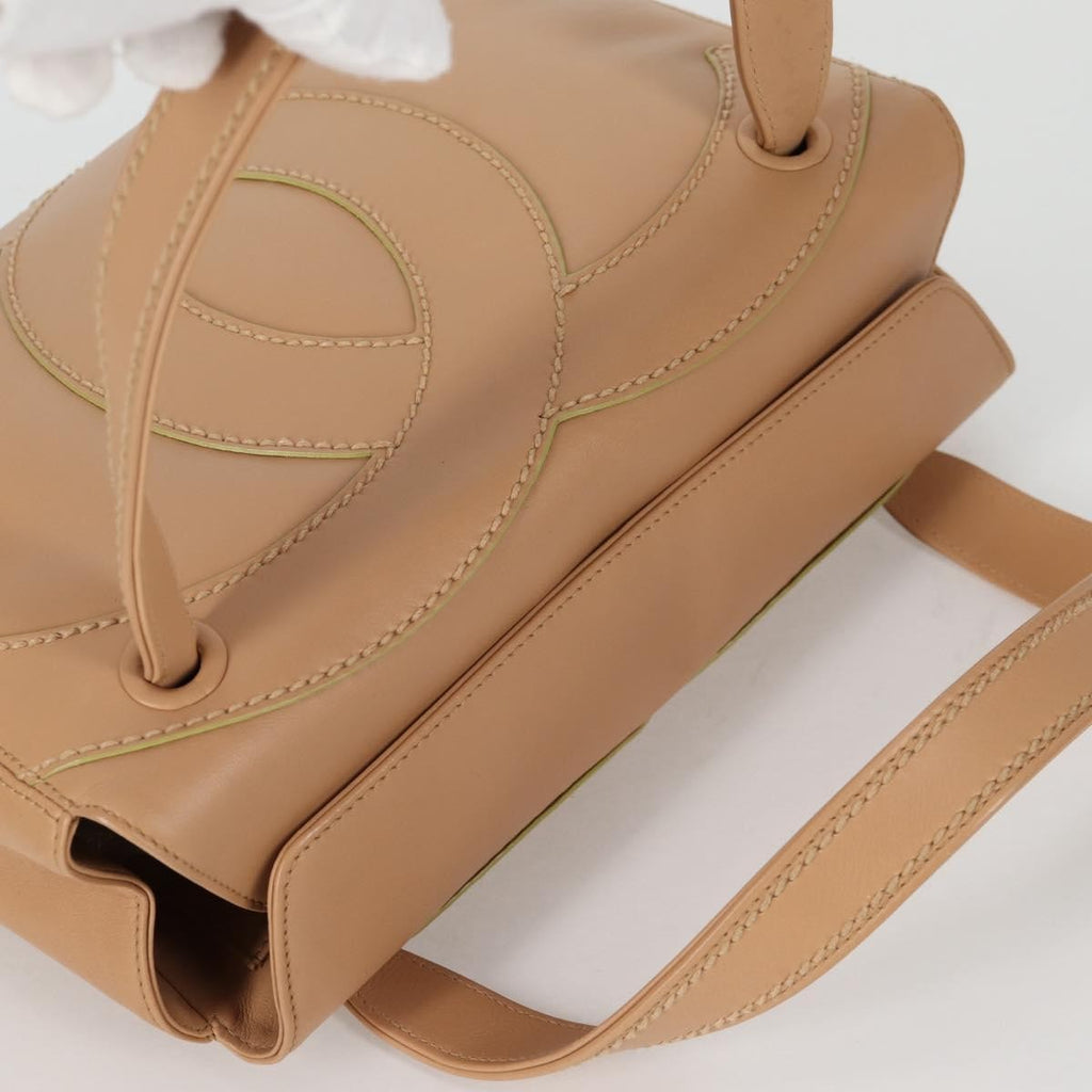 Chanel Cc Stitch Tote Lambskin Beige Leather Bag